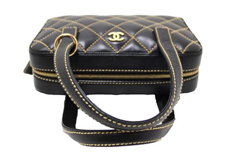 CHANEL Calfskin Stitch Surpique Bowler Black 